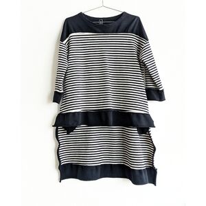 Black and White Striped Nautical High Low Sweater Italian WendyKei